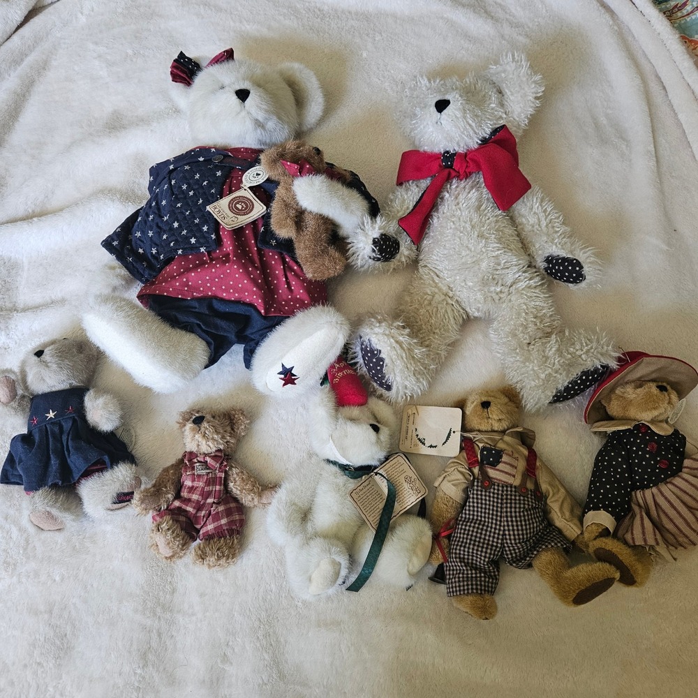 Boyds Bears Patriotic Plush Lot 7pc Americana Stars Stripes Jointed Teddy Bears